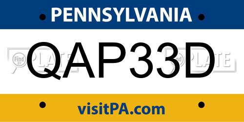 QAP33D Pennsylvania License Plate
