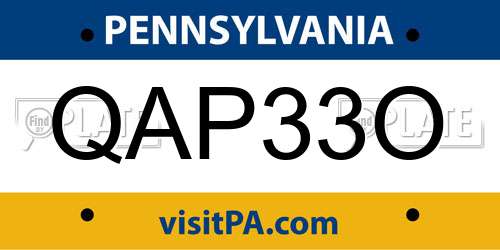 QAP33O Pennsylvania License Plate