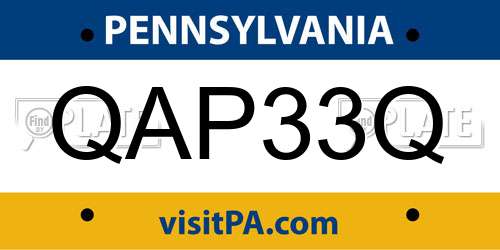 QAP33Q Pennsylvania License Plate