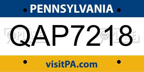 QAP7218 Pennsylvania License Plate