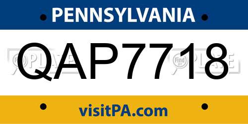 QAP7718 Pennsylvania License Plate