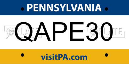 QAPE30 Pennsylvania License Plate
