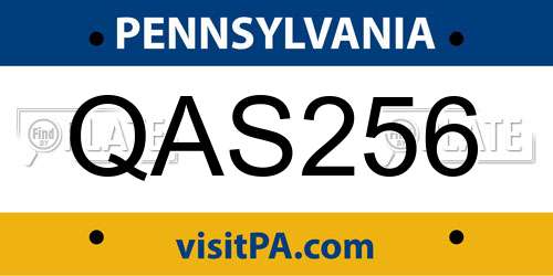 QAS256 Pennsylvania License Plate