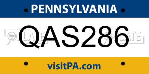 QAS286 Pennsylvania License Plate