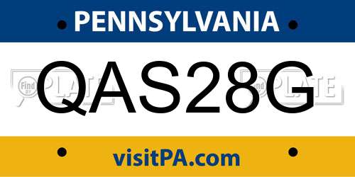 QAS28G Pennsylvania License Plate