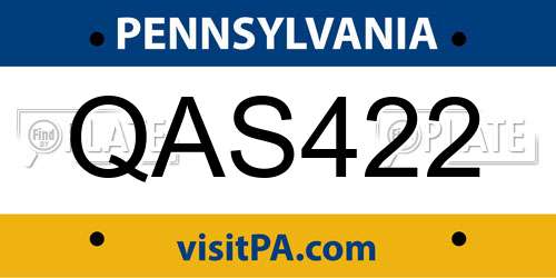 QAS422 Pennsylvania License Plate