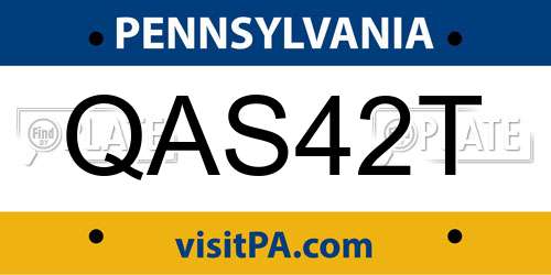 QAS42T Pennsylvania License Plate
