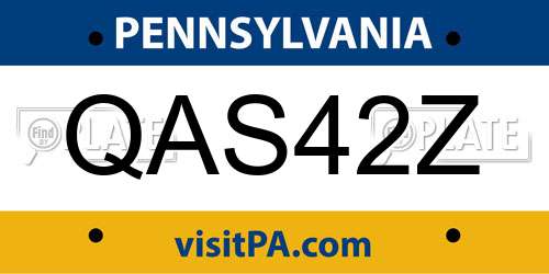 QAS42Z Pennsylvania License Plate