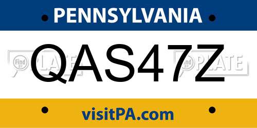 QAS47Z Pennsylvania License Plate