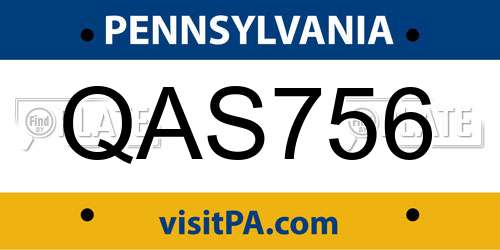 QAS756 Pennsylvania License Plate