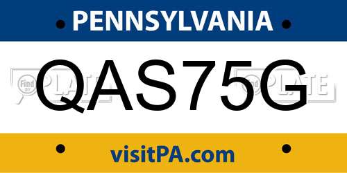 QAS75G Pennsylvania License Plate
