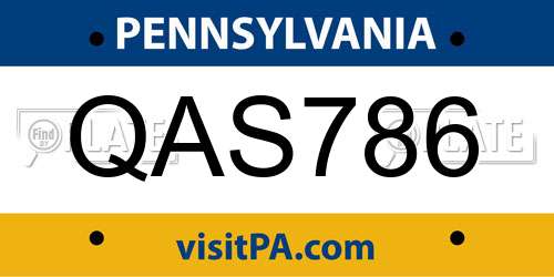 QAS786 Pennsylvania License Plate