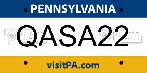 QASA22 Pennsylvania License Plate