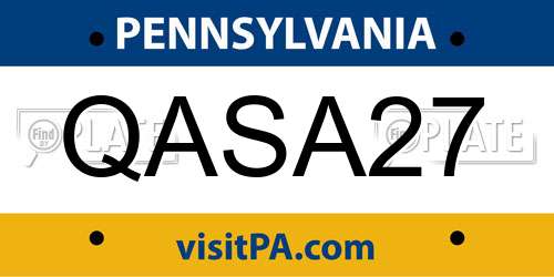 QASA27 Pennsylvania License Plate
