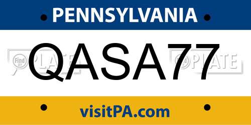 QASA77 Pennsylvania License Plate