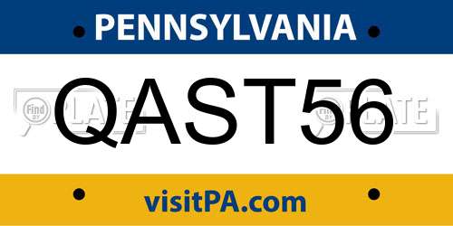 QAST56 Pennsylvania License Plate