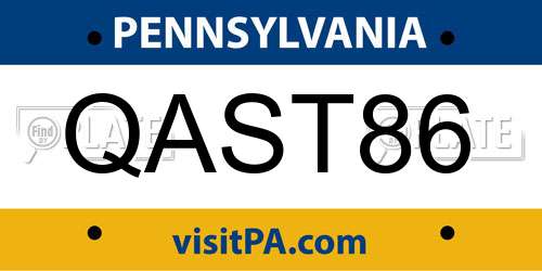 QAST86 Pennsylvania License Plate