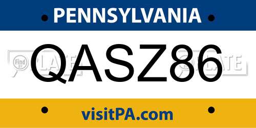 QASZ86 Pennsylvania License Plate