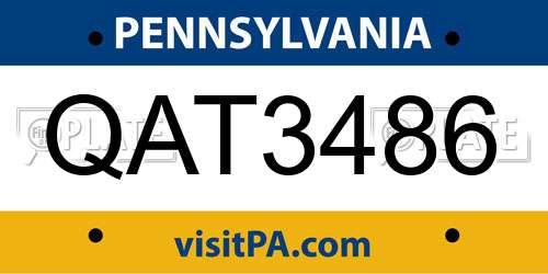 QAT3486 Pennsylvania License Plate
