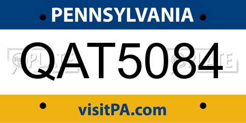 QAT5084 Pennsylvania License Plate
