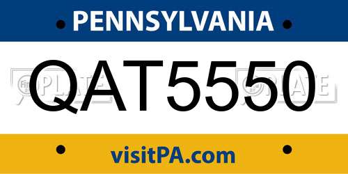 QAT5550 Pennsylvania License Plate