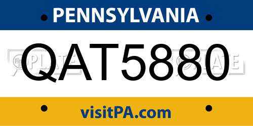 QAT5880 Pennsylvania License Plate