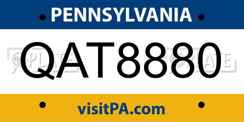 QAT8880 Pennsylvania License Plate