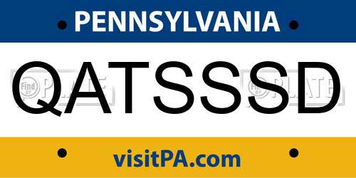 QATSSSD Pennsylvania License Plate