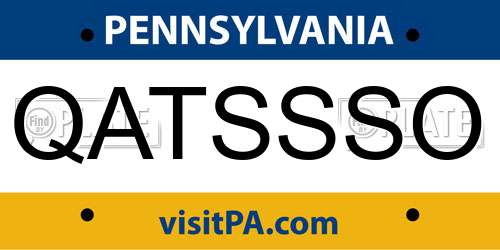 QATSSSO Pennsylvania License Plate