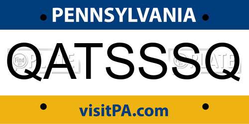 QATSSSQ Pennsylvania License Plate