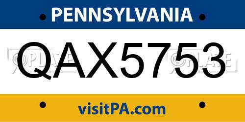 QAX5753 Pennsylvania License Plate