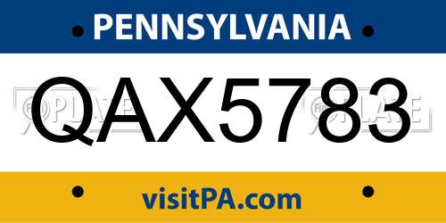 QAX5783 Pennsylvania License Plate
