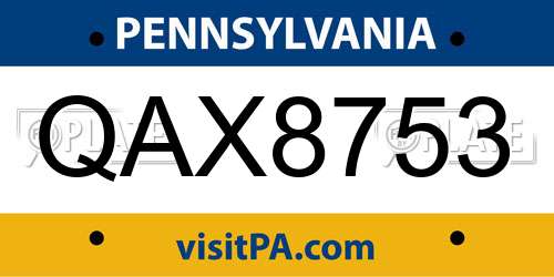 QAX8753 Pennsylvania License Plate