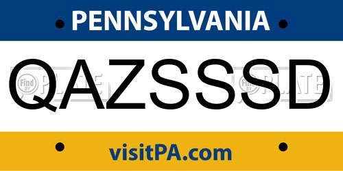 QAZSSSD Pennsylvania License Plate