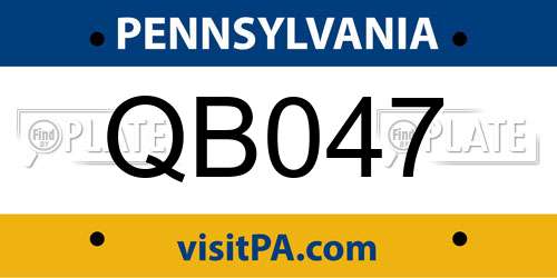 QB047 Pennsylvania License Plate