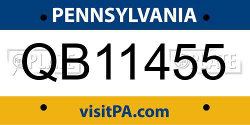 QB11455 Pennsylvania License Plate