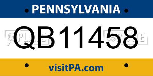 QB11458 Pennsylvania License Plate