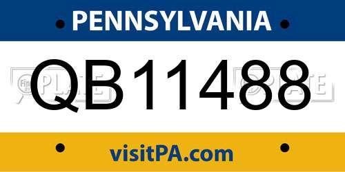 QB11488 Pennsylvania License Plate
