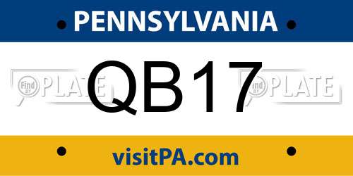 QB17 Pennsylvania License Plate