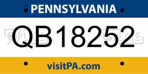 QB18252 Pennsylvania License Plate