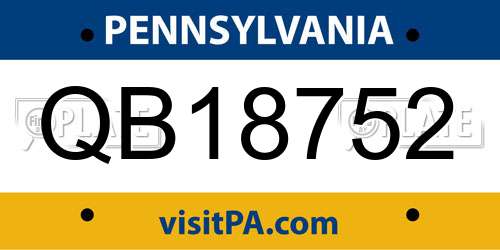 QB18752 Pennsylvania License Plate