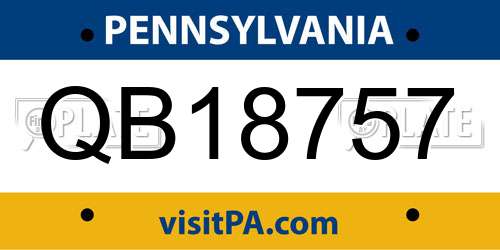 QB18757 Pennsylvania License Plate