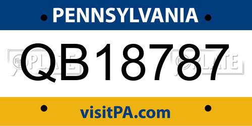 QB18787 Pennsylvania License Plate