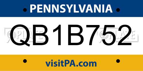 QB1B752 Pennsylvania License Plate