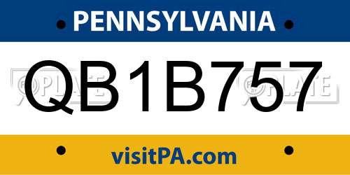 QB1B757 Pennsylvania License Plate