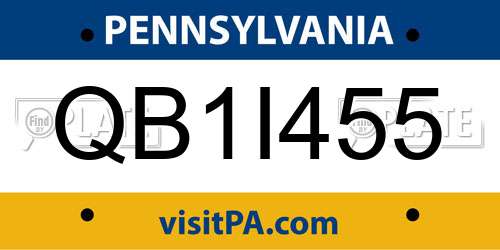 QB1I455 Pennsylvania License Plate