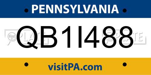 QB1I488 Pennsylvania License Plate