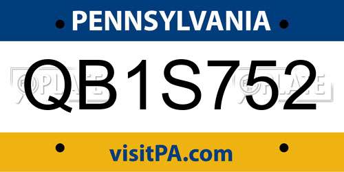 QB1S752 Pennsylvania License Plate