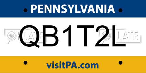 QB1T2L Pennsylvania License Plate
