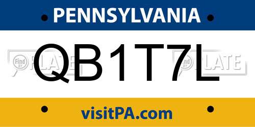 QB1T7L Pennsylvania License Plate